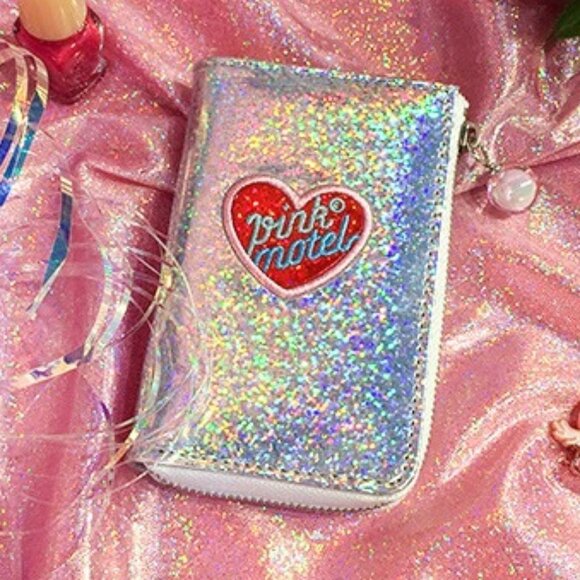 Bentoy Key Wallet Holographic Silver "Pink Motel" - Picture 1 of 4